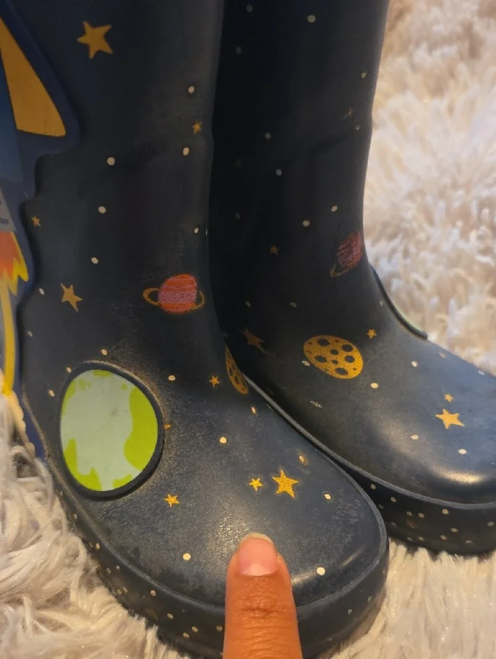 Cat & Jack Navy Kids Rain Boots with Space Planet Accents